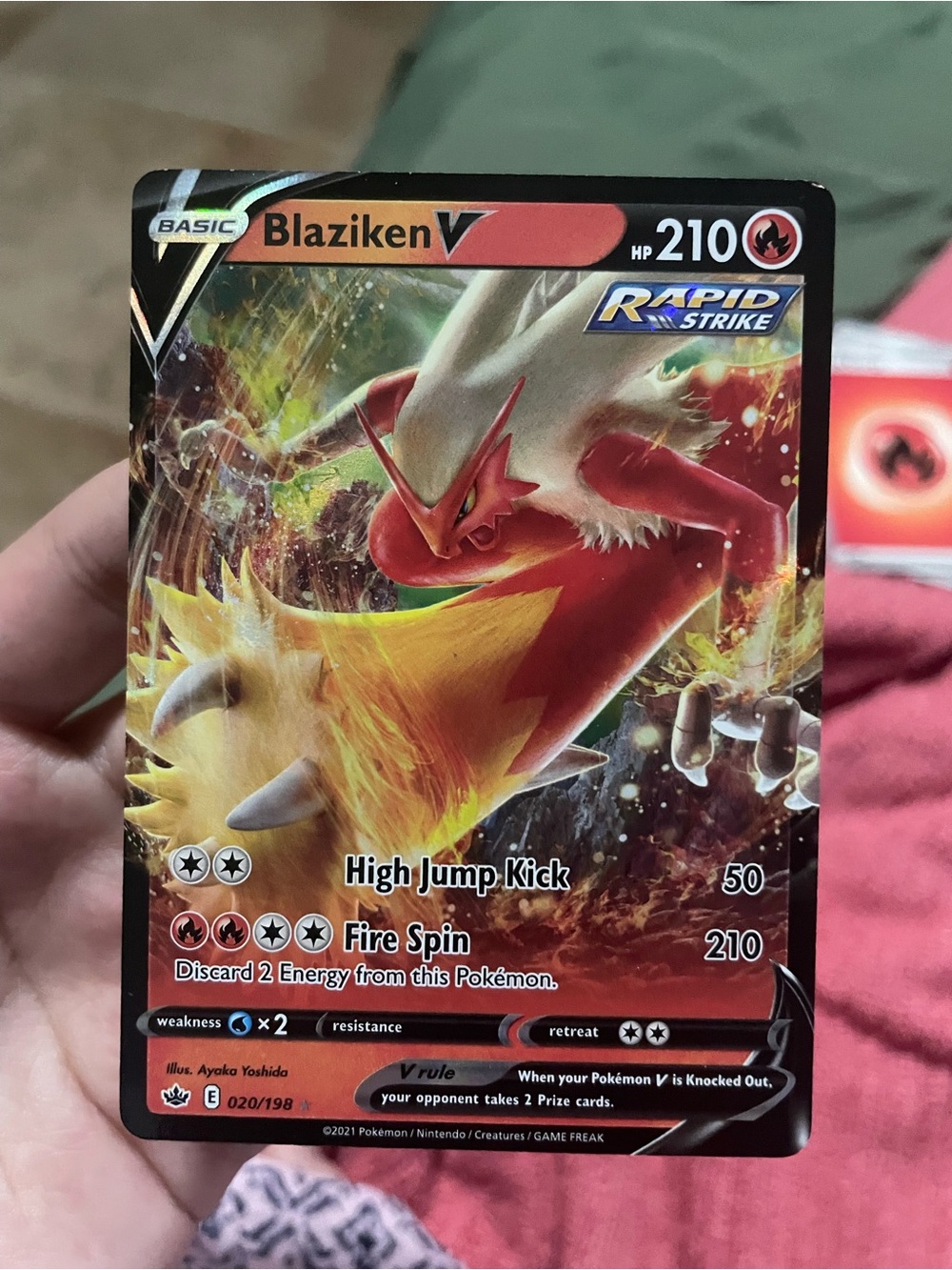 Blaziken V ( holo) with 4 fire energies E020/198
